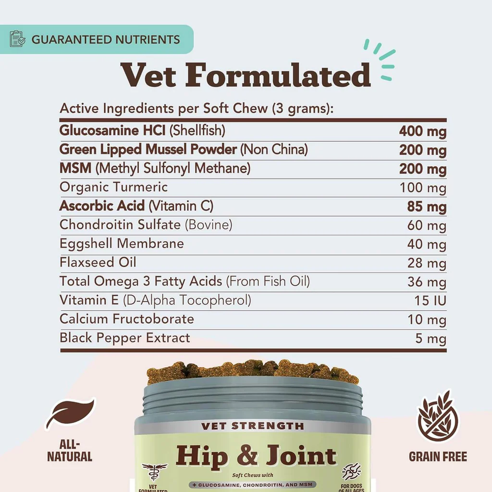 Ветеринарна добавка для суглобів та зв'язок Vet Strength Hip&Joint Natural Dog Company 90 шт