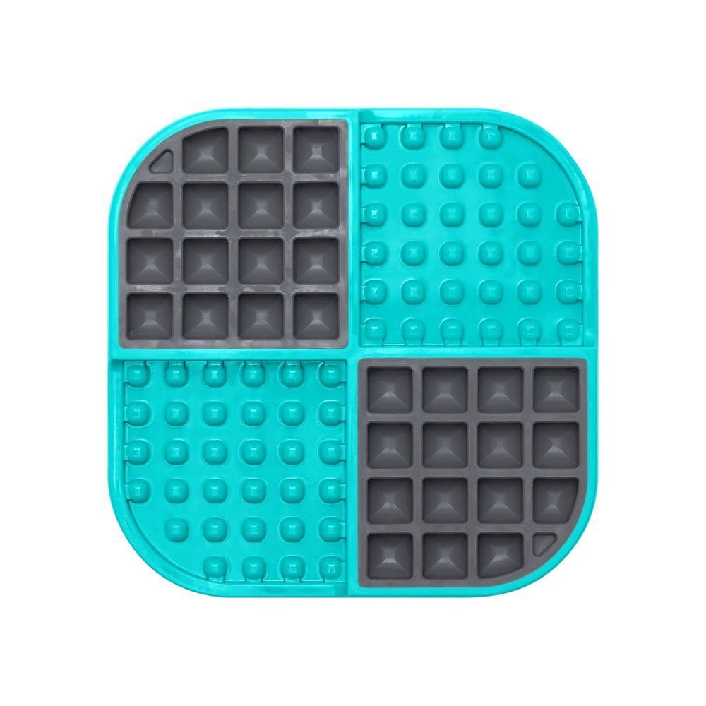 Коврик антистресс для вылизывания для собак LickiMat Slomo Turquoise, комбинированный с функцией слоуфидера