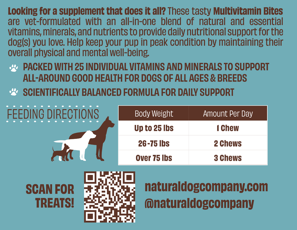 Мультивитаминный комплекс Multivitamin Natural Dog Company 90шт в банке