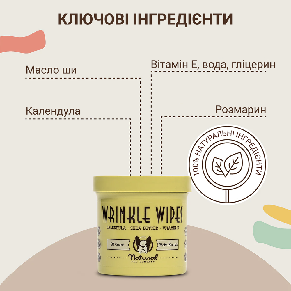 Серветки для складочок Natural Dog Company Wrinkle Wipes 50шт
