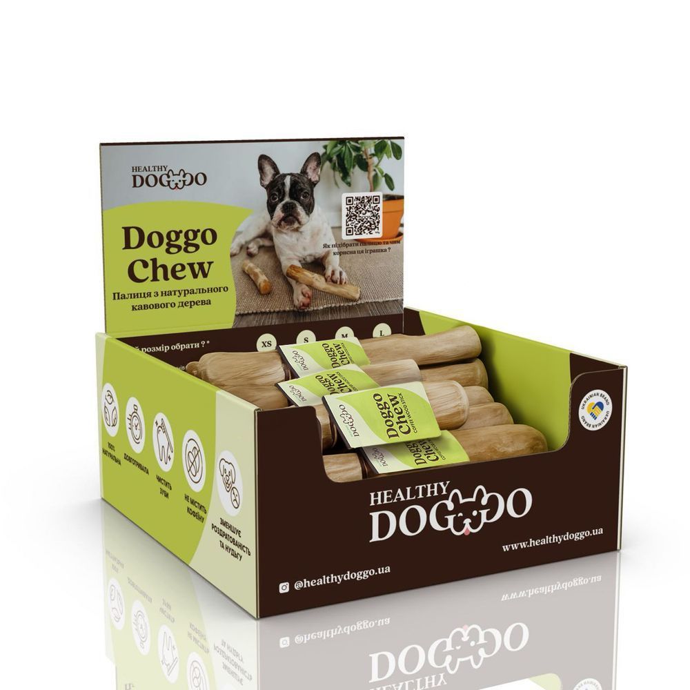 Брендовий бокс-холдер з кавовими палицями HealthyDoggo (22шт)