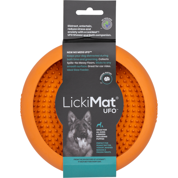 Мисочка антистрес для вилизування для собак LickiMat UFO Orange, на присосках