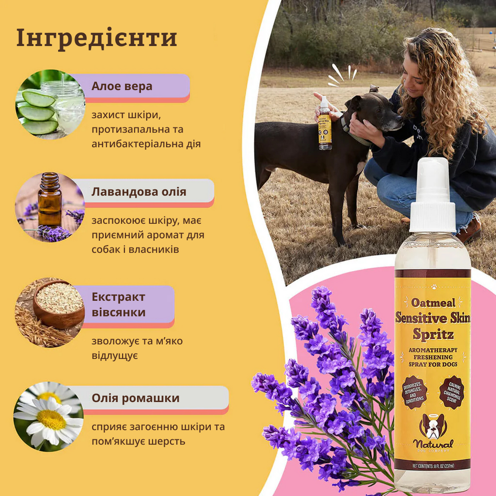 Спрей для ухода за чувствительной кожей и шерстью Natural Dog Company Sensitive Skin Spritz 237мл